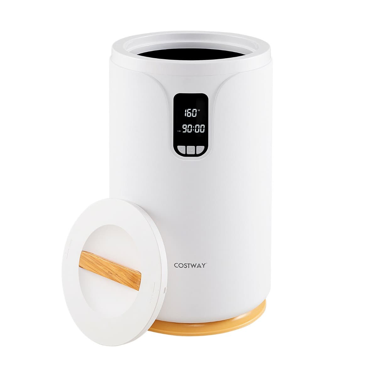 CostwayChauffe-Serviettes 20 L Température Élevée 130°C Seau à Serviettes Chauffant Portable Minuterie 30-90 Min avec Lumière LED Blanc