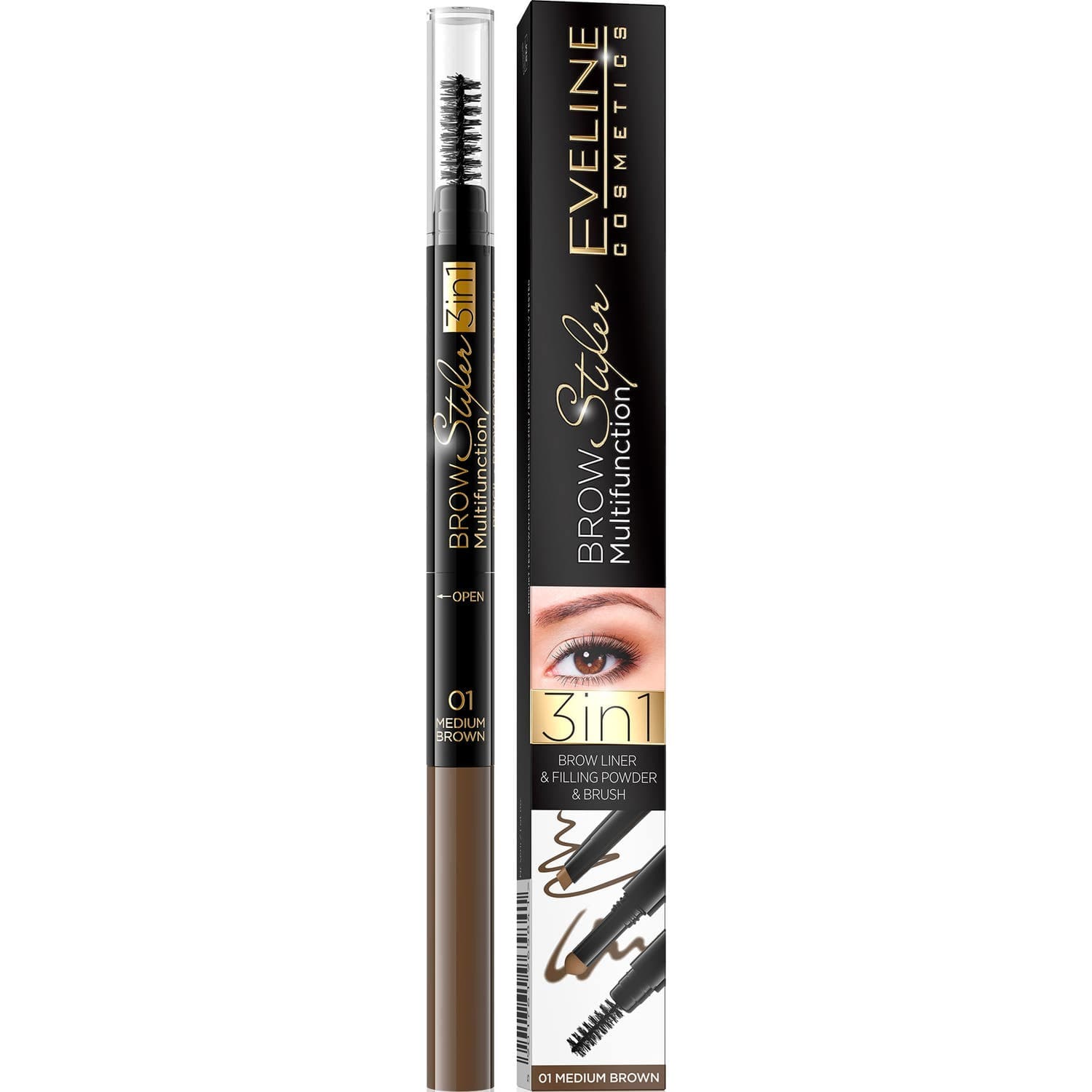 Eveline Cosmetics Crayon à sourcils 01 Medium Brown 1pièce